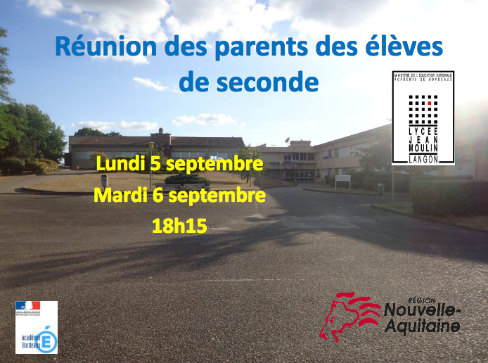 Diaporama de la réunion des parents d’élèves de 2nd